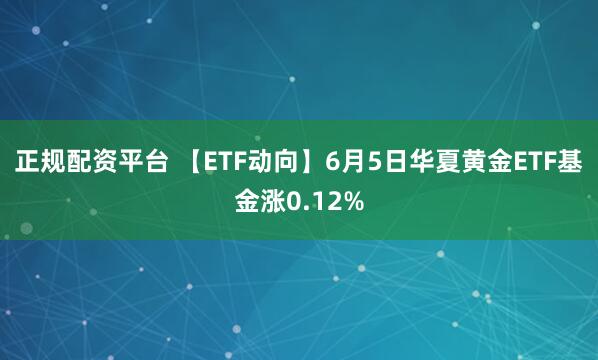 正规配资平台 【ETF动向】6月5日华夏黄金ETF基金涨0.12%